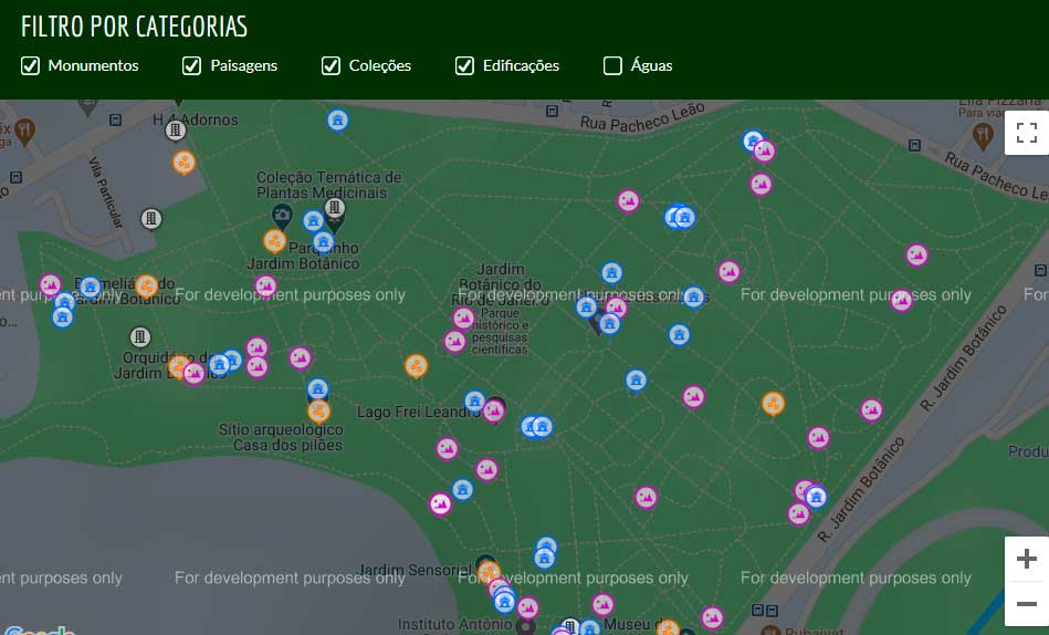Mapa do Jardim Botânico disponível no site oficial