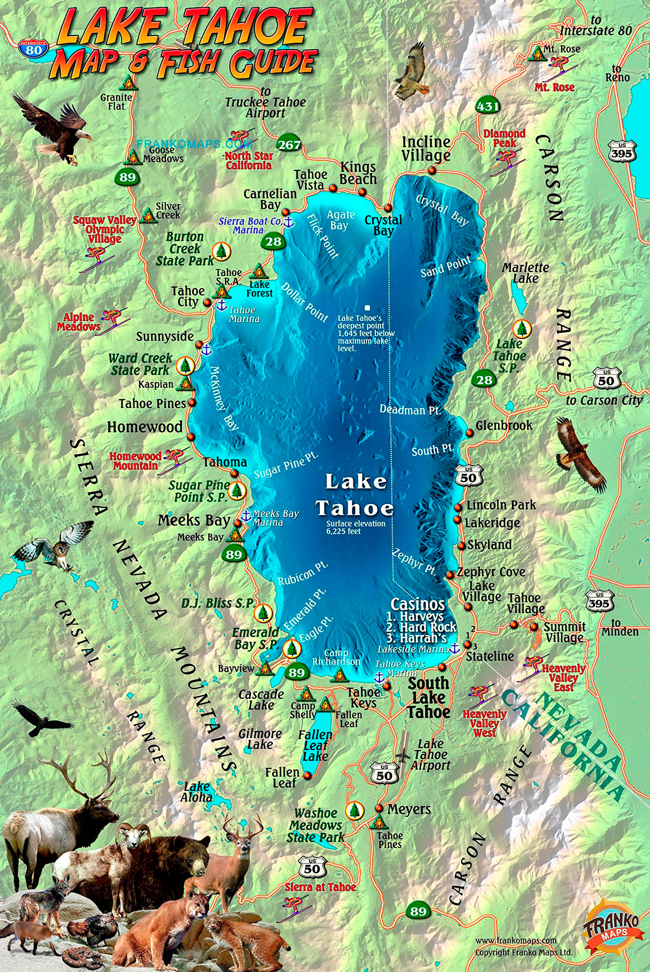 Mapa Lake Tahoe - Estados Unidos