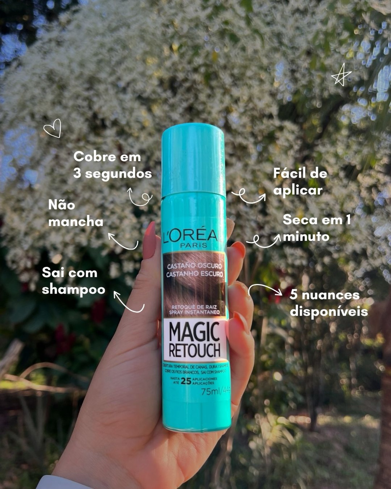 Não é só sobre cobrir a raiz, é sobre não precisar pensar nisso de novo até a próxima lavagem 🤍

O que mais gosto no Retoque Mágico de L’Oréal Paris é que ele resiste até em dias mais corridos, chuva ou suor não tiram o efeito, e o resultado continua parecendo natural, sem aquele aspecto de “photoshop no cabelo”.

Usei o tom Castanho Escuro, disponível junto com mais 4 tonalidades.

Salva esse post pra lembrar dos benefícios na próxima vez que precisar 

#Recebido #RetoqueMagico #CabeloLorealParis @lorealparis